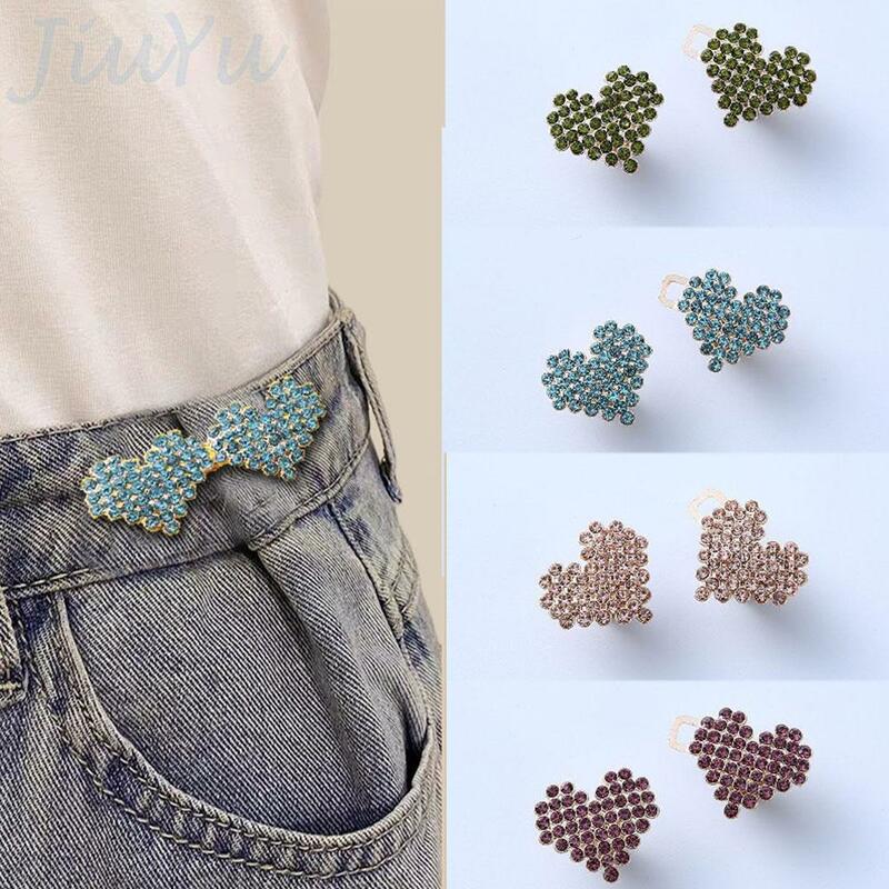 Metal Heart Buttons Snap Fastener Pants Pin Detachable Clip Waist Tightening Clothing for Jeans Perfect Fit Reduce W F5T5