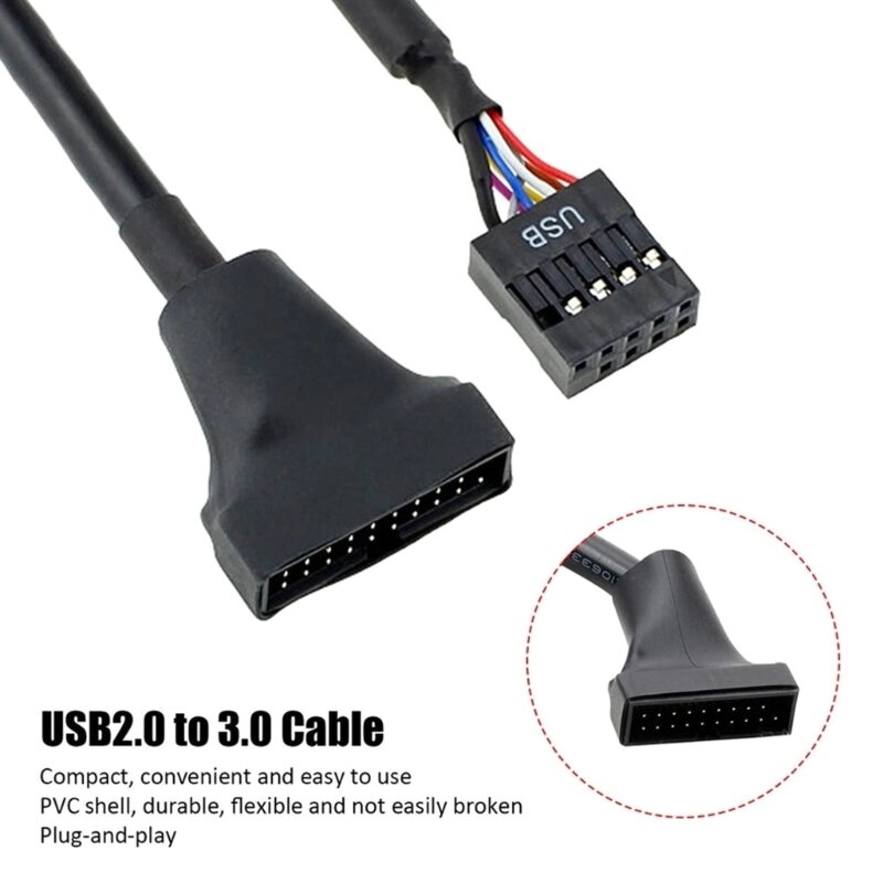 Mới Mạch Chủ Đầu Adapter USB2.0 9Pin Sang Mạch Chủ Usb3.0 20Pin USB2.0 Sang Bộ Chuyển Đổi Cáp Nối Dài 10CM Trang Sức