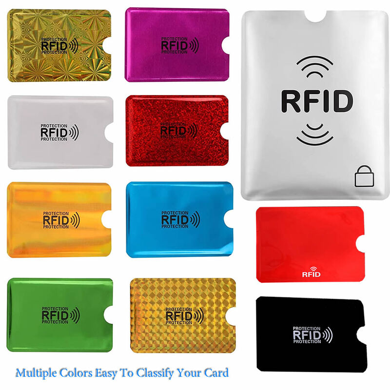 10Pcs Anti-Scan Card บัตรเครดิต NFC RFID Card Protector ป้องกันแม่เหล็กอลูมิเนียมฟอยล์แบบพกพา Bank Card ผู้ถือ