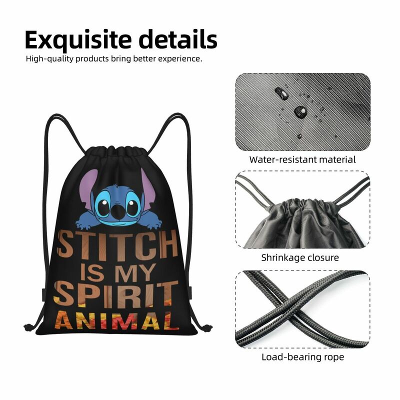Mochila con cordón de Stitch Is My Spirit para hombre y mujer, bolsa deportiva para gimnasio, paquete de compras