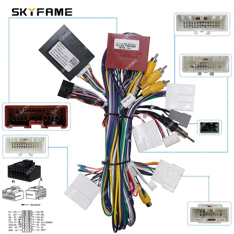 Skyfame auto 16 pin stereo kabelbaum adapter mit canbus box decoder für mazda 3 axela CX-3 CX-5 mazda 6 atenza cx3/cx5
