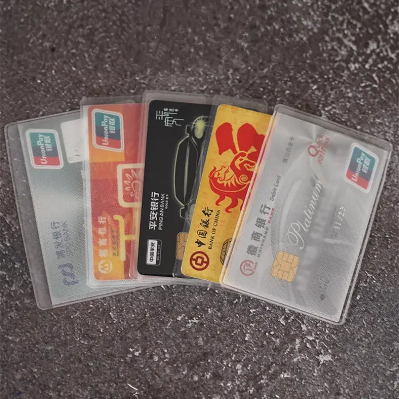 10 buah/lot dompet tempat kartu ID Dompet Bisnis tas sampul kartu kredit transparan pelindung penutup kartu Bus siswa
