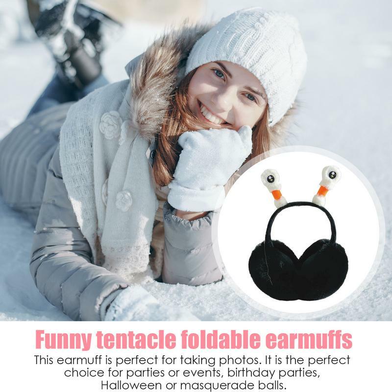 Fluffy Ear Muffs Winter Ear Warmer With Light Up Tentacles Cold Weather Accessories For Traveling Walking Biking Hiking Skiing