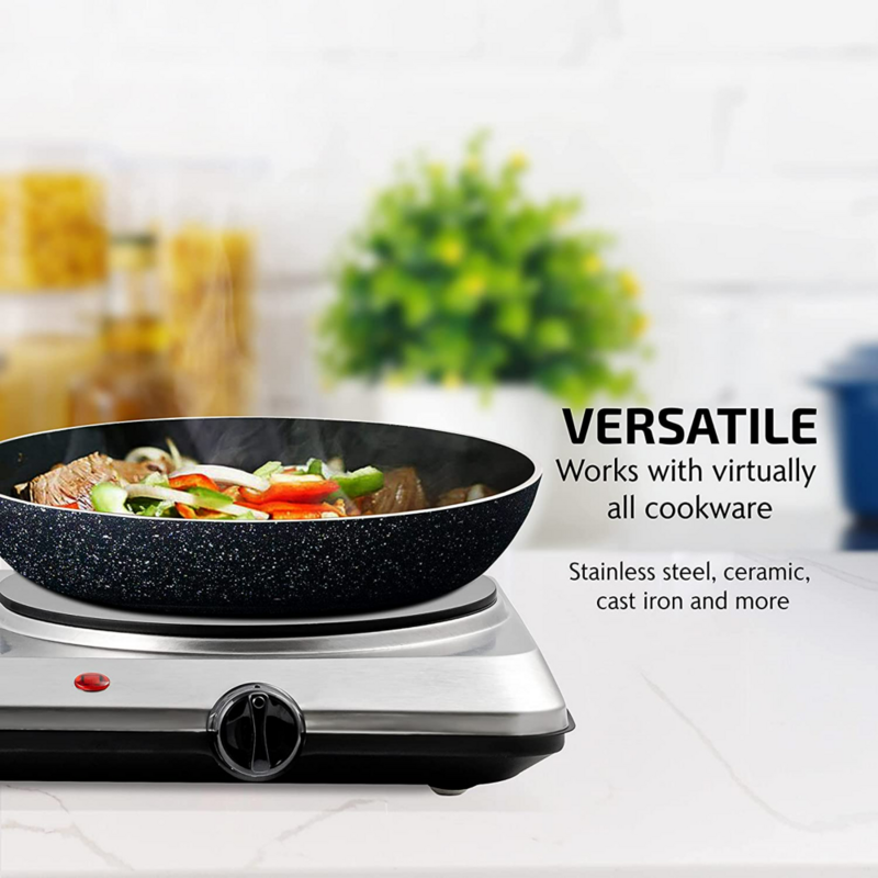 Electric Double Infrared Burner 7.5 Inch Ceramic Glass Hot Plates Cooktop, 1500W Portable Countertop Stove with 6 Level