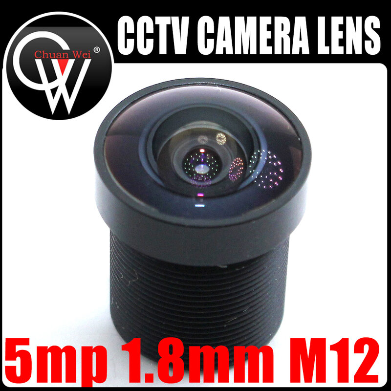 Lente CCTV de montagem para câmera Action Sports, câmeras USB, IR M12, 5MP, 1,8mm, lente F2.0, 1/2.7"