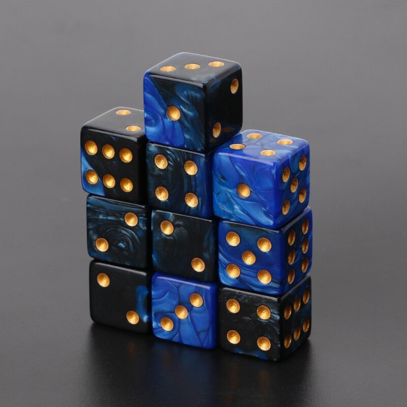 10pcs 15mm Multicolor Acrylic Cube dice set Six Sides Portable Table Games Toy
