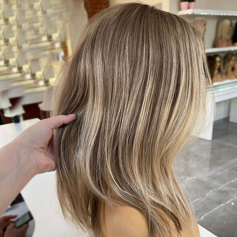 Парик из человеческих волос, прямые, окрашенные, коричневые, светлые бразильские парики с эффектом омбре на 360 полной сетке для женщин, прозрачная сетка