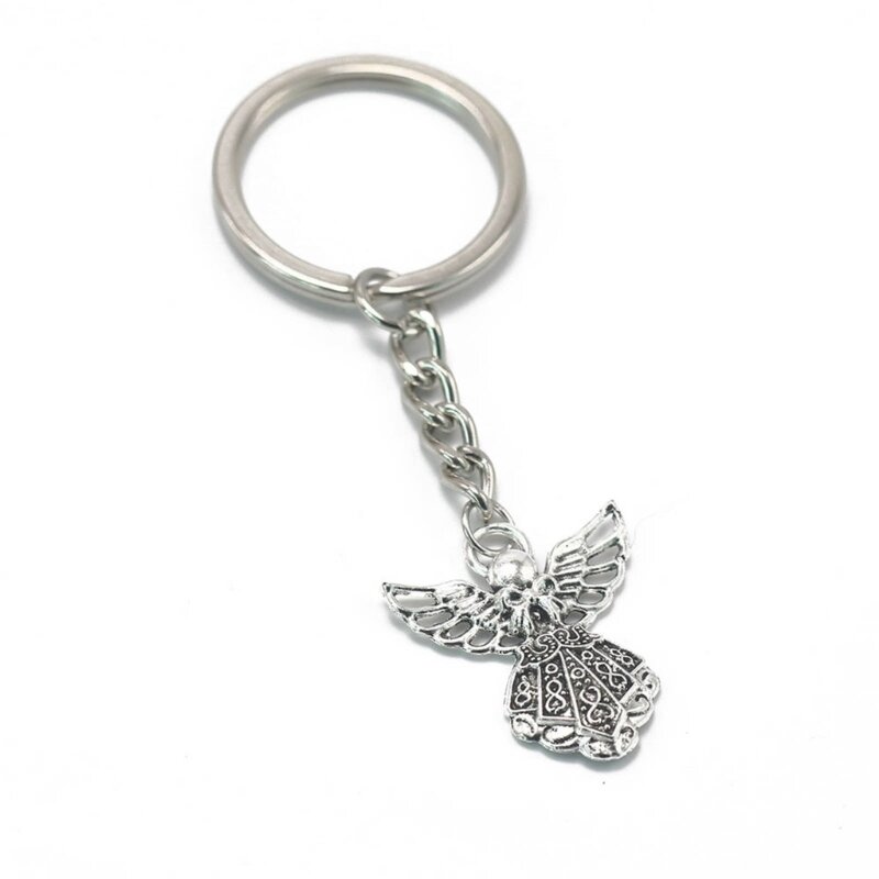 Cutefly Angel Keychain Silver Guardian قلادة لمفاتيح السيارات نعمة تميمة دروبشيب