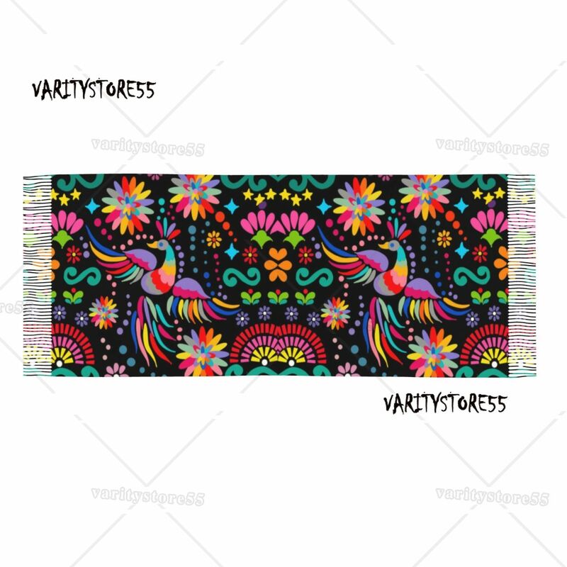 Lenço têxtil de flores florais mexicanas com impressão personalizada para homens e mulheres, lenços quentes, xales coloridos, envoltórios, inverno