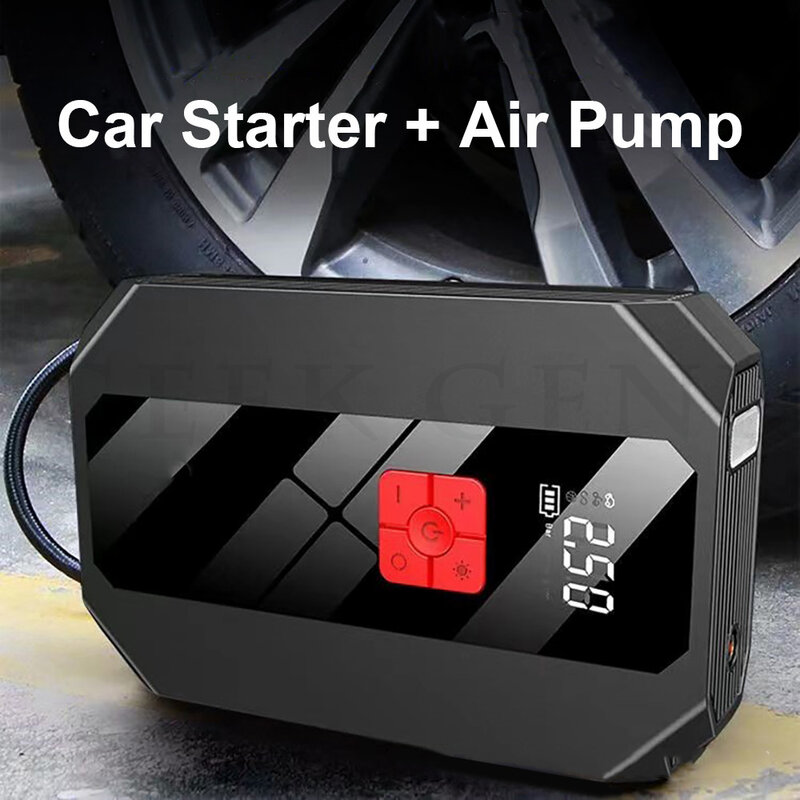 Carro portátil Jump Starter, Compressor de ar Power Bank, Inflator Pneu 150 PSI, Auto Starter Bateria Portátil para Carros, 26800mAh