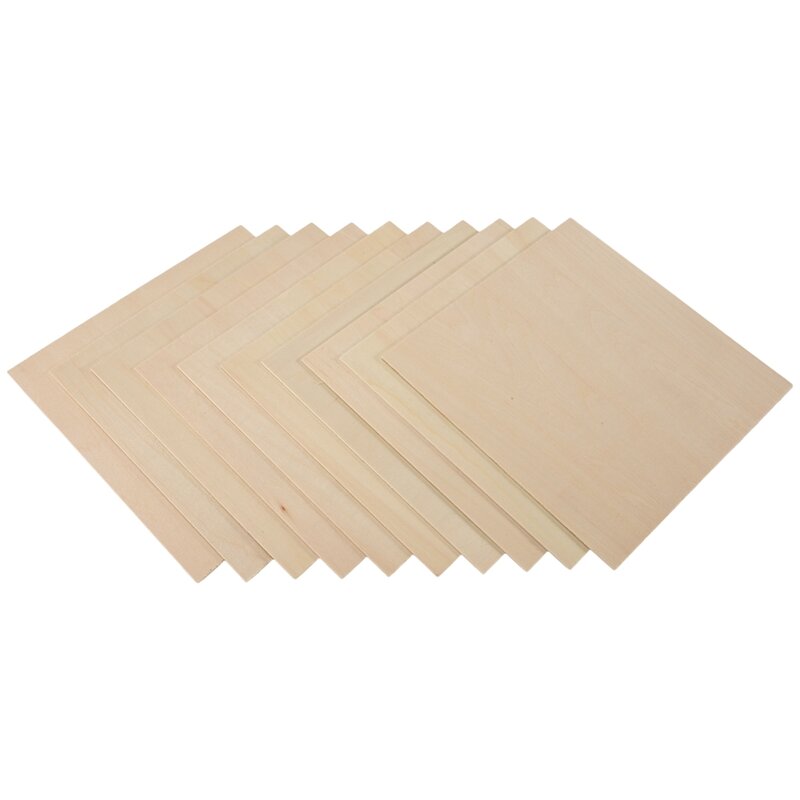 Láminas de tilo sin terminar, láminas rectangulares de madera en blanco, recortes para manualidades, 10 piezas, 20x20x0,2 cm