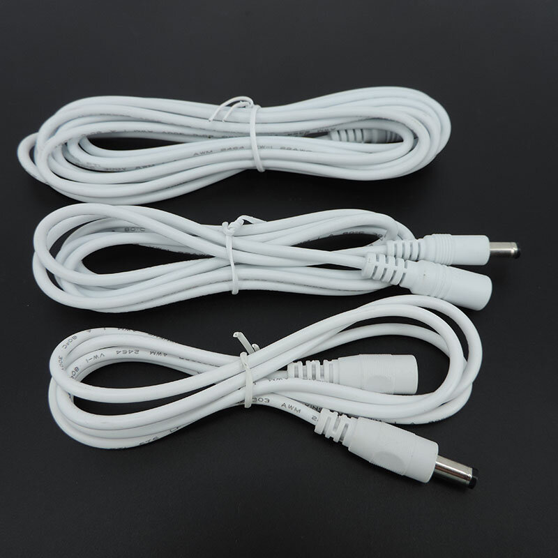 Cable de alimentación de CC, adaptador de Cable de extensión hembra a macho, Conector de 12V, 5,5mm x 2,1mm, cables para tira de luz, cámara CCTV
