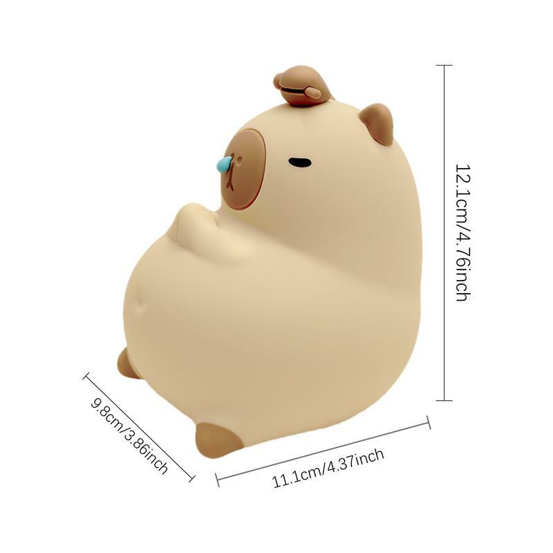 Capybara-Veilleuse en Silicone Souple Rechargeable par USB, Lampe à Commande Tactile, 3 Niveaux, Fonction de Synchronisation
