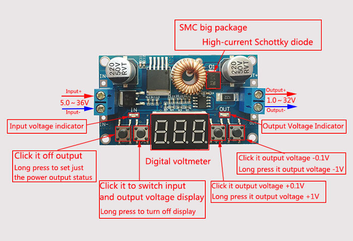 Modul catu daya DC-DC kontrol Digital 5A