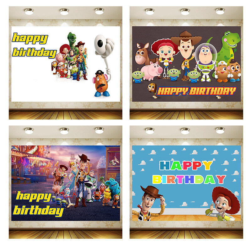 Toy Story Background Decoração, Personalizar o cenário do jogo, Fontes do partido de aniversário, Baby Shower Banner, Decoração do quarto do miúdo