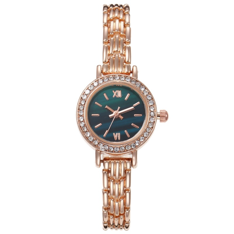 Reloj pequeño de lujo Para Mujer, pulsera de cuarzo con carcasa de diamante Simple, color dorado, a la moda