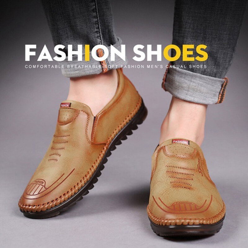 Mannen Vrije Tijd Pu Lederen Schoenen Antislip Mannelijke Schoenen Met Zacht Leer Voor Kamperen Indoor Wandelen