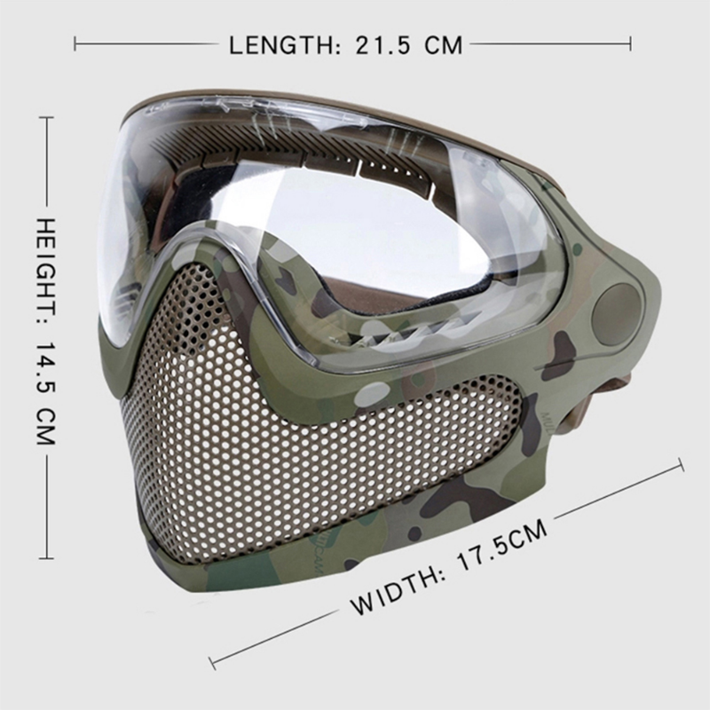 Masker Wajah Taktis Kacamata Antikabut Paintball Airsoft Cs Menembak Jaring Baja Sejuk Pelindung Kepala Masker Helm Perlengkapan Berburu