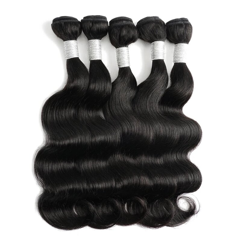 Kissshair – Extensions de cheveux naturels indiens Remy, Extensions de cheveux humains, Body Wave, couleur noire naturelle, Double trame, 12 à 22 pouces, 60g/lot