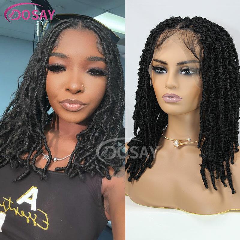 Pelucas trenzadas Afro de encaje completo para mujer negra, peluca sintética de Rastas, rizadas, resistentes al calor, transpirables, 16 "Locs