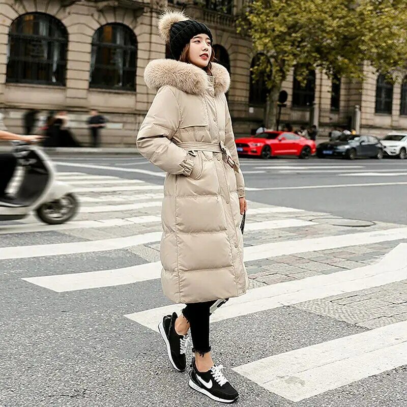 여성용 한국 캐주얼 다운 재킷 패션 파카, 우아한 오버사이즈 코트, 두껍고 따뜻한 긴팔 스노우 웨어, R488