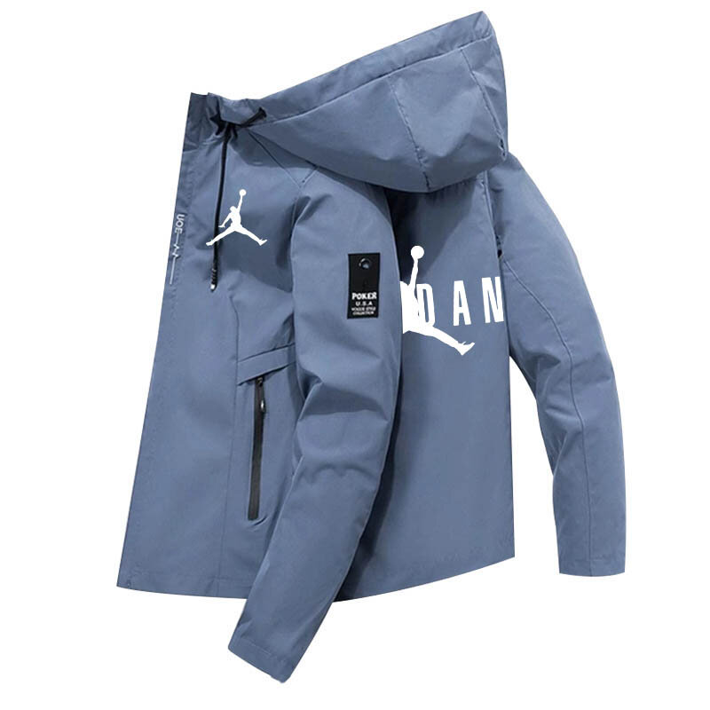 Jaqueta esportiva à prova de vento masculina, jaqueta casual de caminhada, impressão HH, ao ar livre, primavera e outono, nova marca