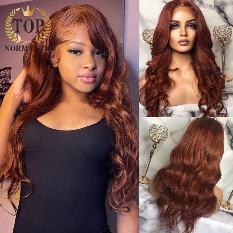 Topnormantic 13x4 Lace Front Wigs with Baby Hair Brown Color Brazilian Remy Human Hair Wig for Women Body Wave Glueless Lace Wig