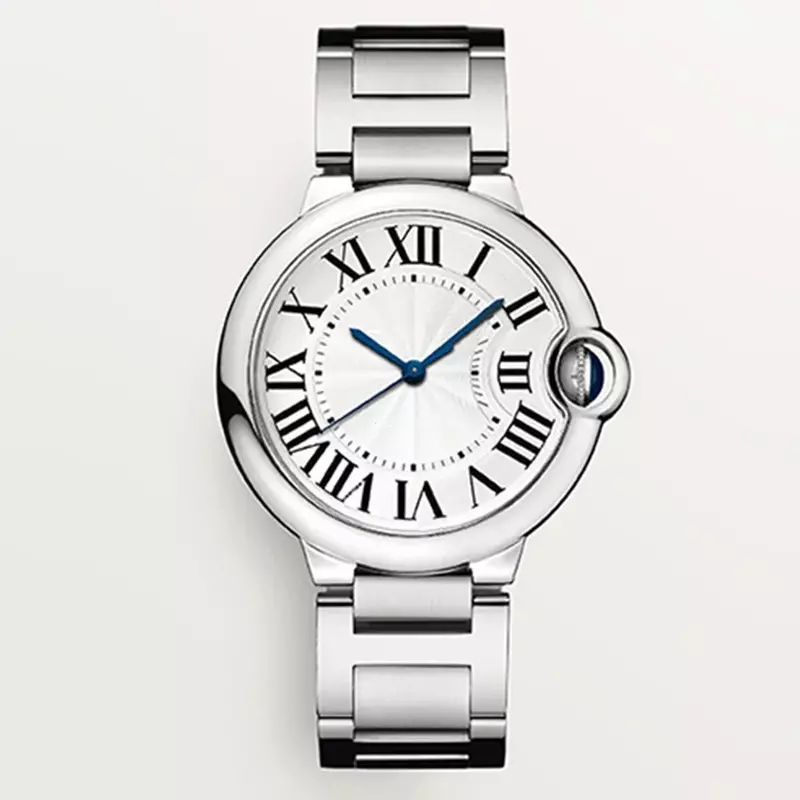 男性と女性のための革バンド付きクォーツ時計,丸い腕時計,スチールブレスレット,日時,オリジナル品質,28mm, 33mm, 36mm, 42mm