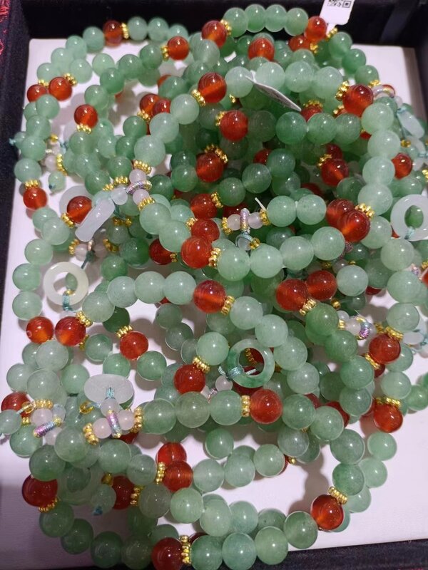 8MM Round Beads Aventurine Jade Bracelet Natural Stone Hand Chain Womens Gift Jewelry Stylish Social Party Gemstone Jewellery
