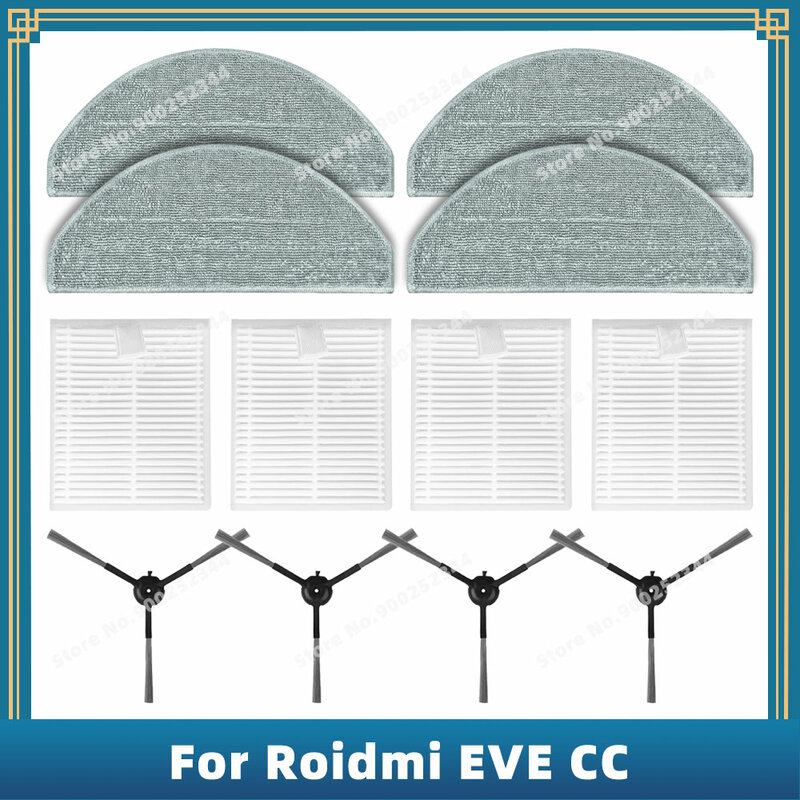 Roidmi EVE CC SDJ12RM 교체 예비 부품, 사이드 브러시 헤파 필터 걸레 천과 호환