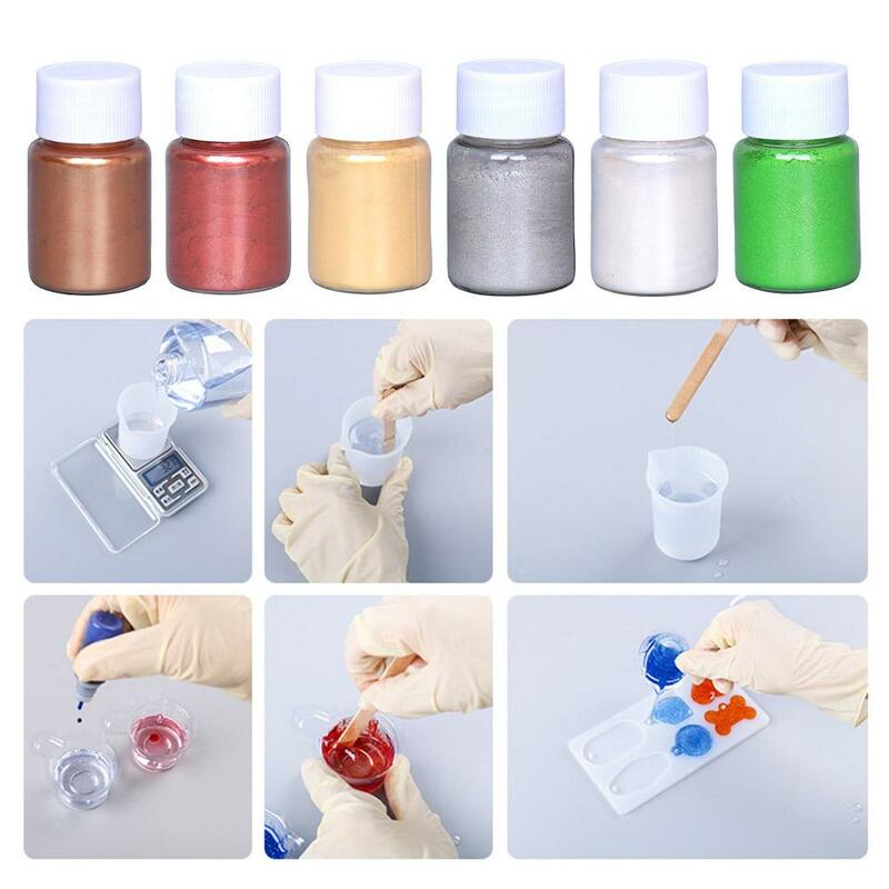 12 Colors Pearlescent Mica Powder Epoxy Resin Dye Pearlescent Paint DIY Soap Candle Glitter Mica Powder Paint DIY Crafts 10g