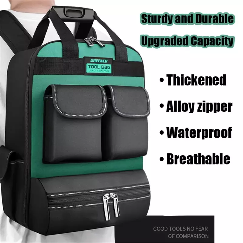 男性用の電気技師修理ツールバッグ、ショルダーバックパック、耐久性のあるキャンバススーツケース、多機能カーペンターポーチ、メンテナンスツールバッグ