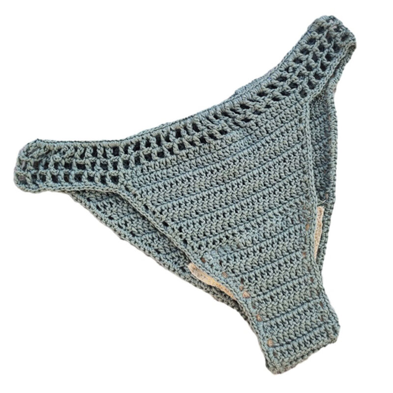 Women Sexy Breathable Bikini Cotton Hand Crochet Knitted Swimsuit Beach Wear Underwear Hollow Women's Bikini Shorts Swimsuit