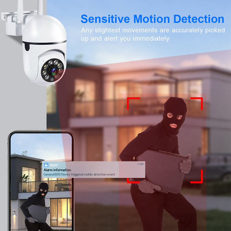 Kamera CCTV 1080 °, 4 buah kamera pengawas luar ruangan, Wifi, perlindungan keamanan tahan air, Monitor rumah nirkabel, Alarm Lacak 360 °