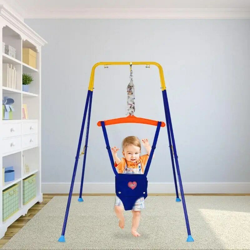 Puente de puerta para niño, con correa ajustable, función de arnés para caminar, configuración fácil, actividad divertida
