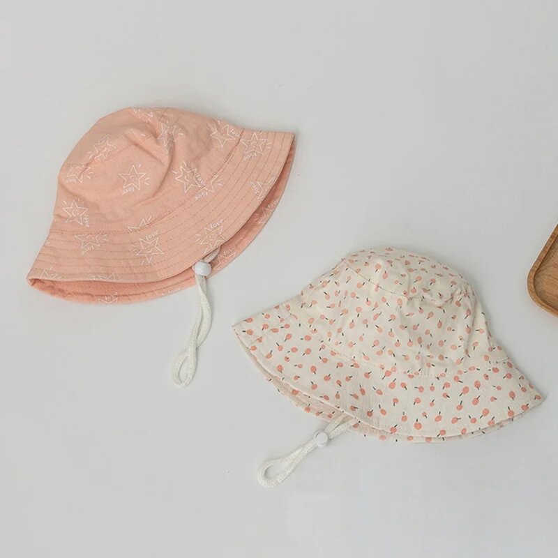 Koreańska słodka dziewczynka kapelusz typu Bucket wiosna chłopięca dziewczęca czapka przeciwsłoneczna śliczna gwiazda z szerokim rondem niemowlę maluch dzieci rybak Panama czapka
