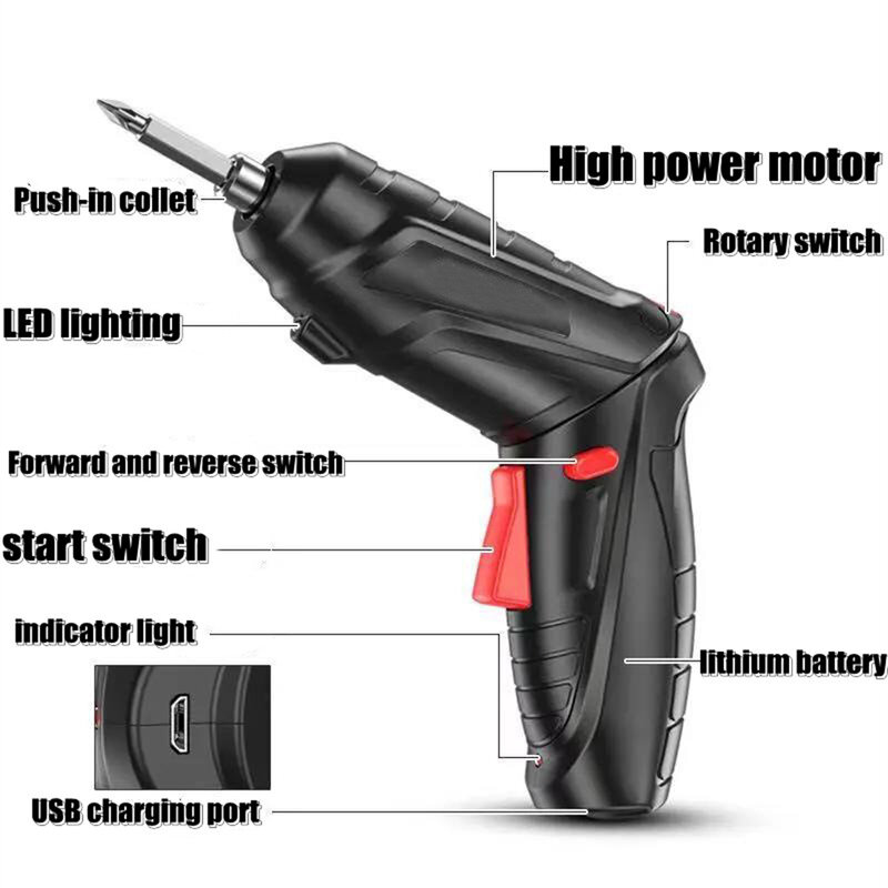 LUSQI-Juego de destornilladores eléctricos inteligentes, herramientas de destornillador inalámbrico multifuncional, recargable, 3,6 V