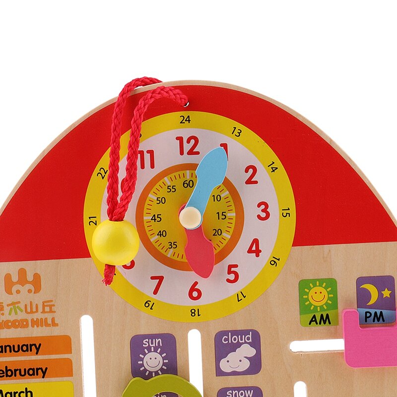Детские деревянные часы с календарем, настольная игра, сезон погоды, Обучающие часы, игрушки для детей, раннее обучение, развивающая игрушка