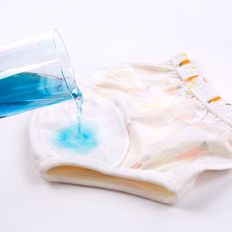 4 buah celana latihan bayi balita laki-laki perempuan kartun Muslin pakaian dalam katun celana dalam kain dapat digunakan kembali tahan air popok belajar toilet