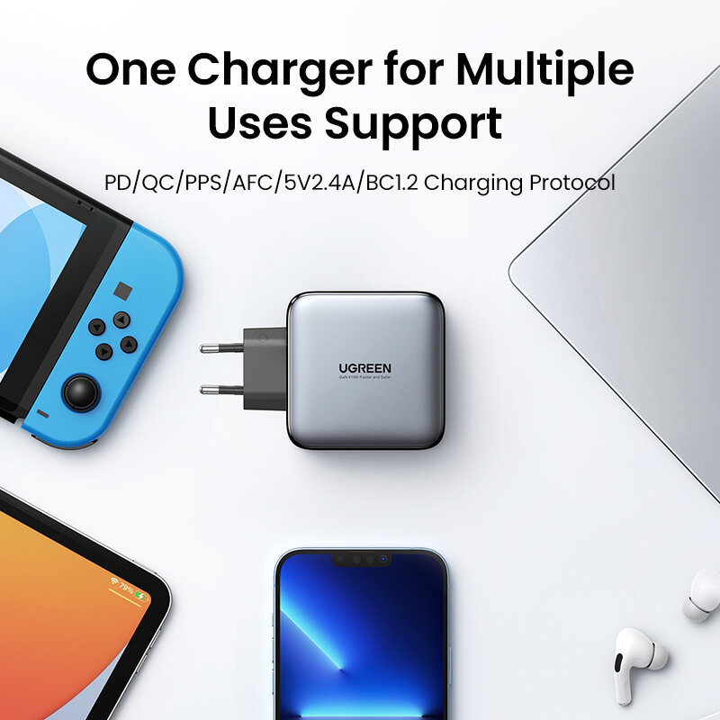 UGREEN – chargeur USB type-c 100W GaN pour tablette et Macbook, Charge rapide, compatible avec iPhone 13/12/11