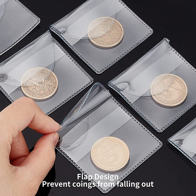 싱글 포켓 동전 슬리브 수집기, 개별 투명 동전 슬리브 플라스틱 슬리브 거치대, 소형 동전 플라스틱 거치대, 20 개