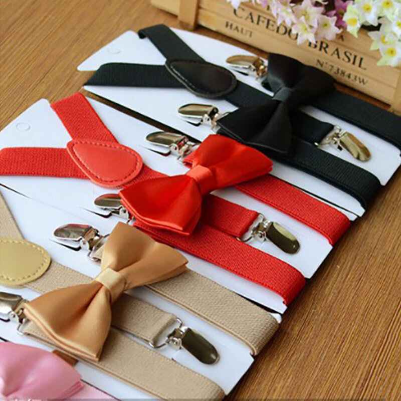 Детские подтяжки с галстуком-бабочкой, подтяжки для мальчиков и девочек, регулируемые подтяжки, модный набор детской одежды, аксессуары для свадебных галстуков