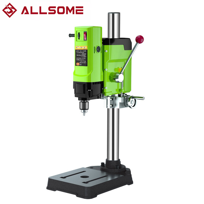ALLSOME-Mini banco eléctrico de perforación, soporte de taladro de banco eléctrico de 1050W, BG-5157, máquina de perforación con portabrocas de 3-16mm