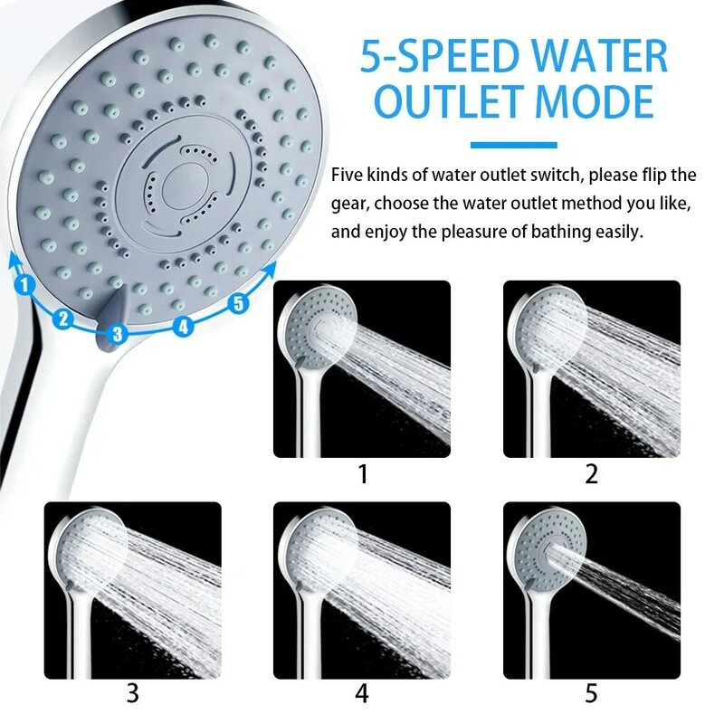 Bathroom Pressurized Hand Shower Package Accessories Shower Nozzle Large Water Output 5 Models Universal Adaptation Save Water