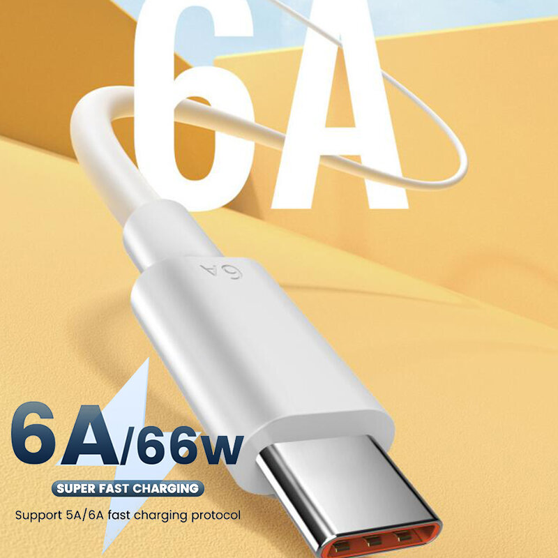 1pc 1/1.5 milhas 6a 66w usb tipo-c super rápido cabo de carga para smartphone carregador venda quente