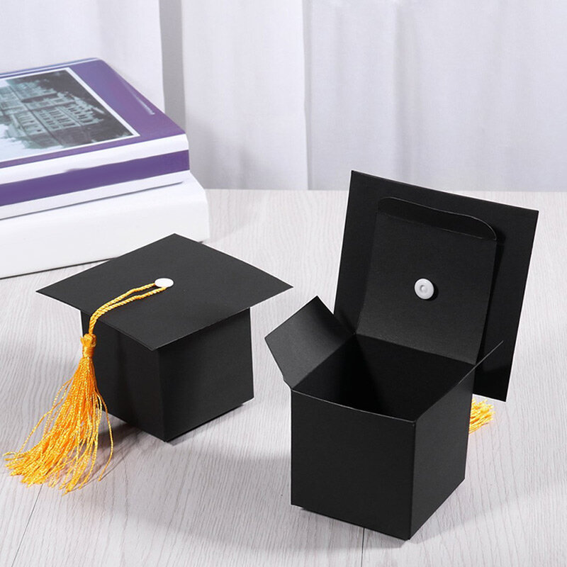 10 buah topi wisuda kertas kotak hadiah permen kotak hadiah dengan rumbai pesta wisuda topi Universitas unik berbentuk lucu lucu lucu lucu