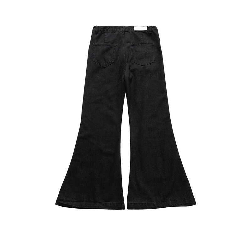 Pantalones vaqueros Vintage negros de pierna ancha para hombre, pantalones acampanados Harajuku, ropa de calle sólida, pantalones casuales holgados de gran tamaño, estilo Y2K RO