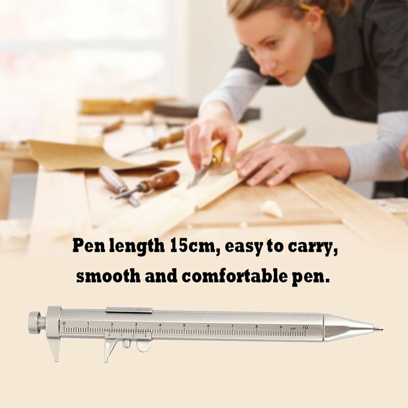 Vernier Caliper Roller Ball Pen, Criatividade Papelaria, Multifunções Ball-Point Pen, Gel Ink Pen, 0.5mm