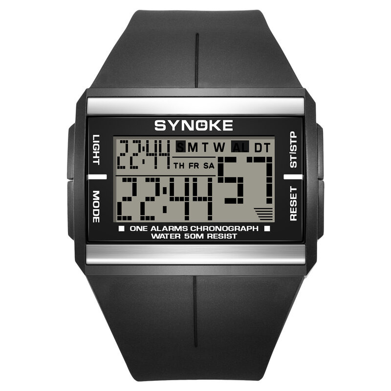 Synoke-ساعة إلكترونية للرجال ، مستطيلة ، عتيقة ، كلاسيكية ، مقاومة للماء ، ملونة ، مضيئة ، للطلاب ، رياضية