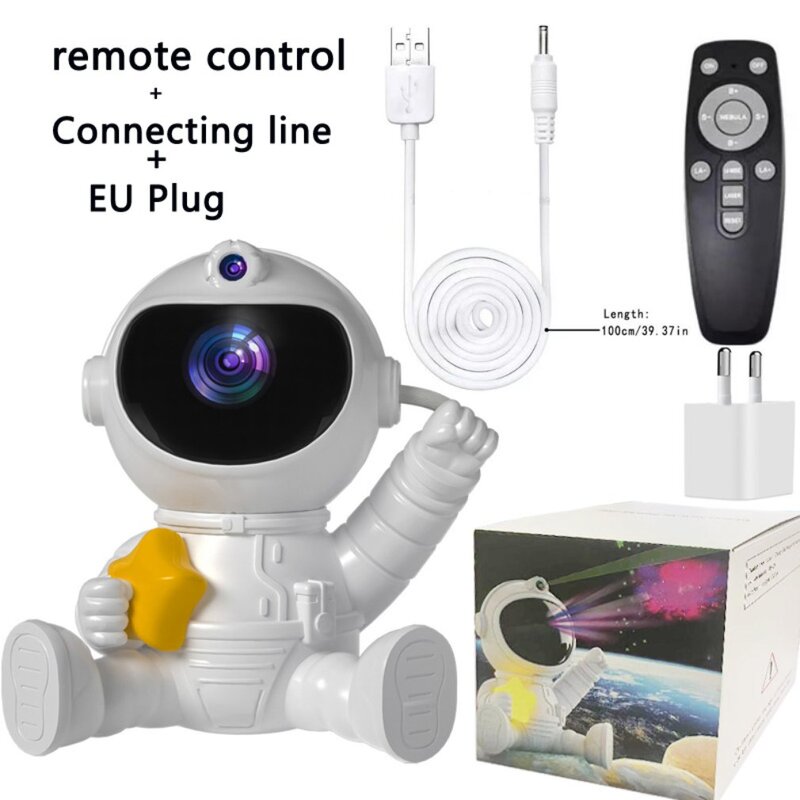New Astronaut Nebula Night Lights Remote Control Timing And 360 Rotation Magnetic Head Star Lights For Bedroom Gaming Room Decor